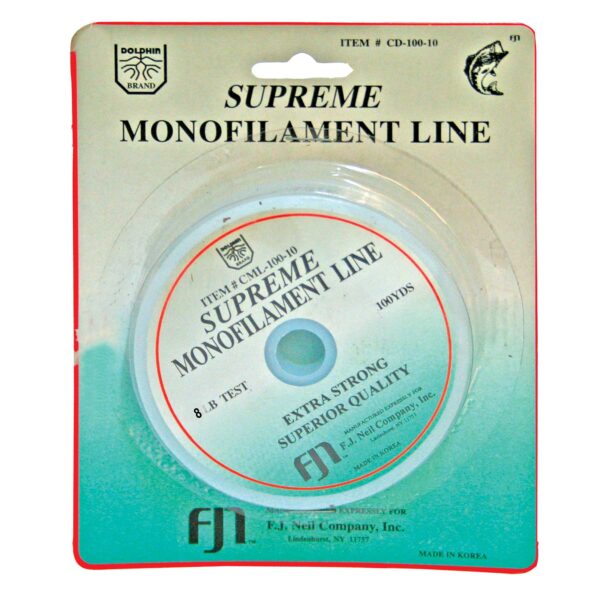 Supreme monofilament fishing line 8 lb test 100 yard spool in retail blister pack