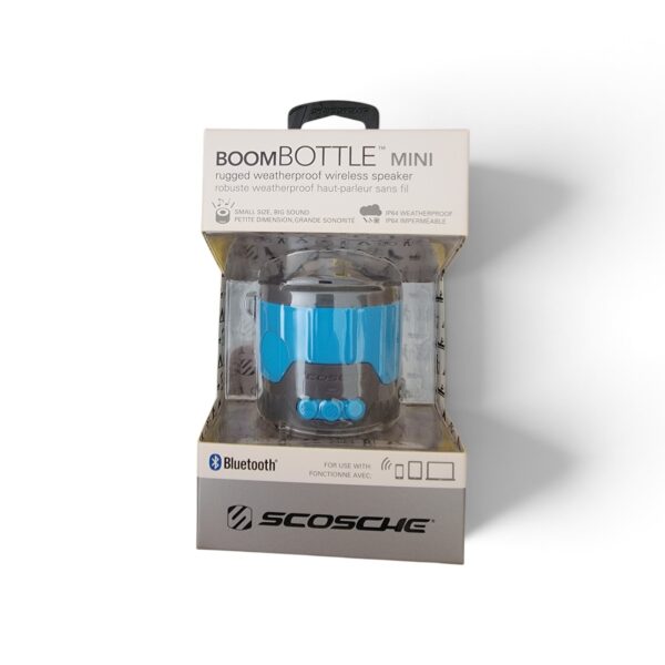 Scosche BoomBottle Mini wireless Bluetooth speaker in retail packaging