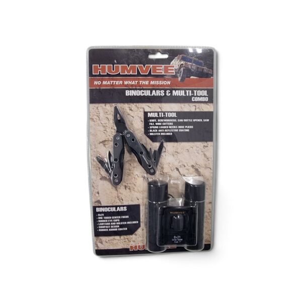 HUMVEE binoculars and multi-tool combo in retail packaging