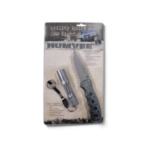 HUMVEE utility knife and LED flashlight combo in retail packaging