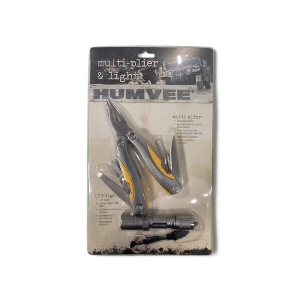 HUMVEE multi-plier and LED flashlight combo in retail packaging