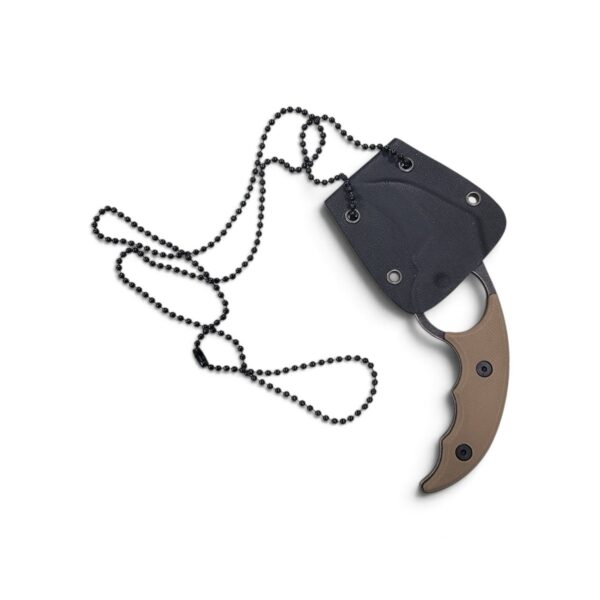 MTech MT-20-34 neck knife with tan handle, black sheath and ball chain