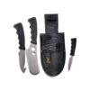 Elk Ridge 3-piece knife set laid out with sheath
