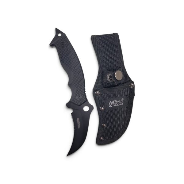 MTech USA Xtreme fixed blade knife beside its sheath